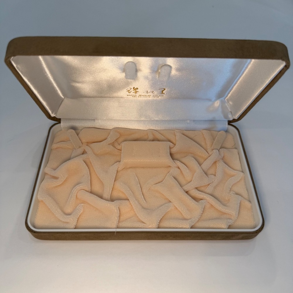 Tama Jewelry Co Ltd Brown Suede Cream Velvet Presentation Case Tokyo